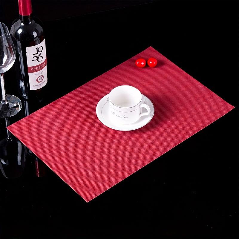 6pcs Vinyl PVC Woven Striped Placemat Waterproof Dustproof Anti scald