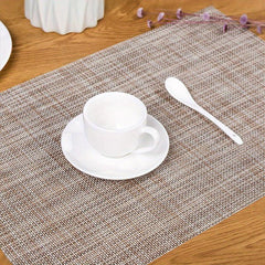 6pcs Vinyl PVC Woven Striped Placemat Waterproof Dustproof Anti scald