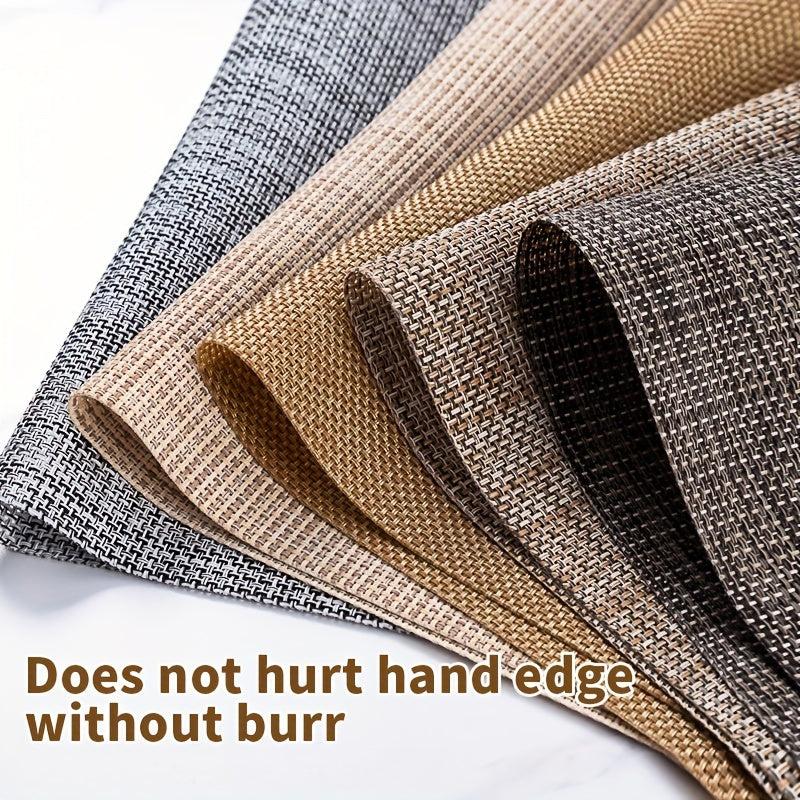 6pcs Vinyl PVC Woven Striped Placemat Waterproof Dustproof Anti scald