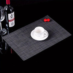 6pcs Vinyl PVC Woven Striped Placemat Waterproof Dustproof Anti scald