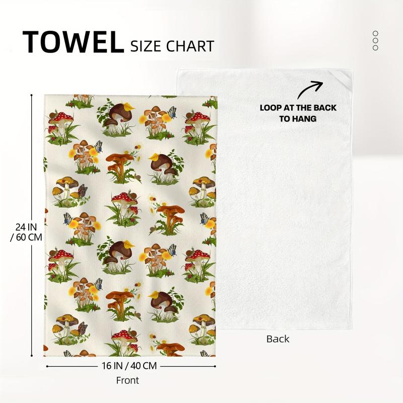 2pcs Microfiber Mushroom Pattern Hand Towels