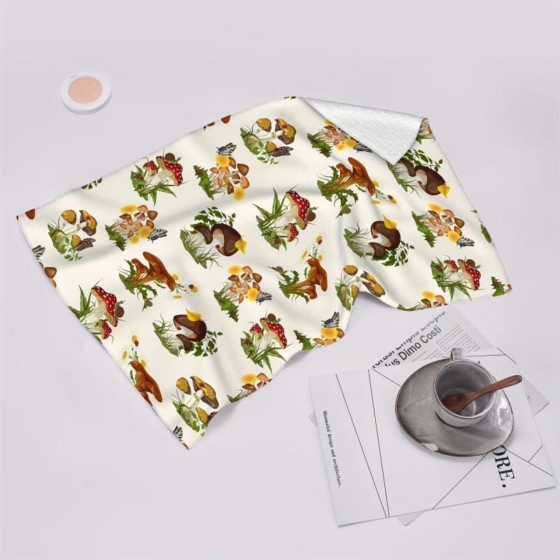 2pcs Microfiber Mushroom Pattern Hand Towels