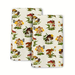 2pcs Microfiber Mushroom Pattern Hand Towels