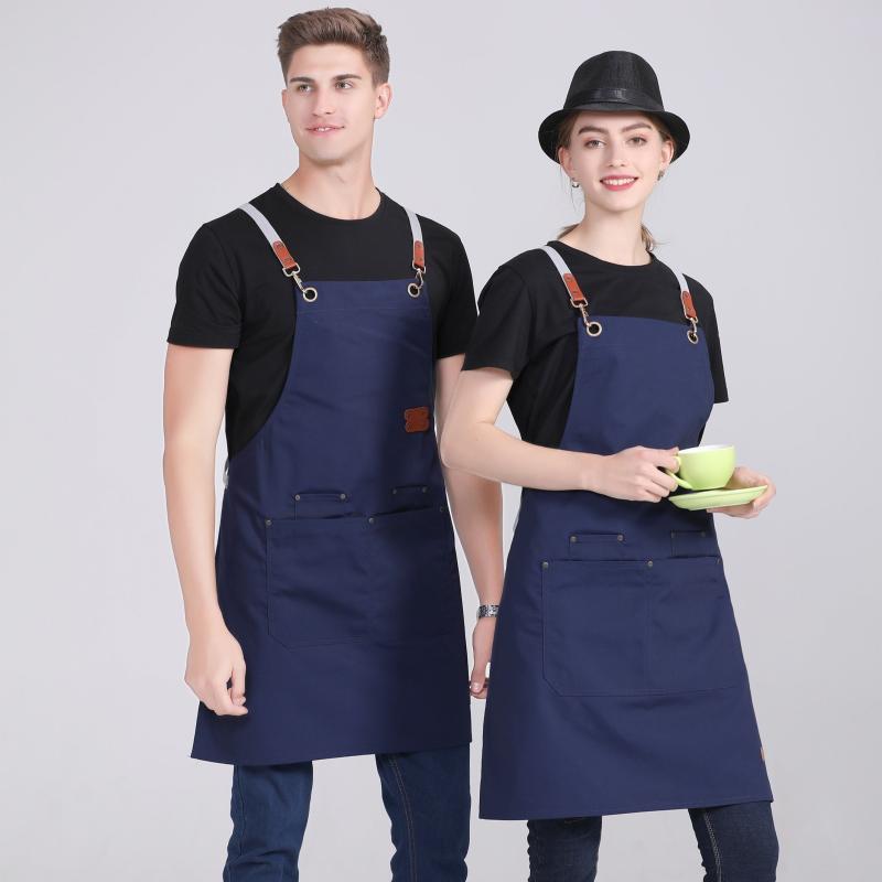 Polyester Apron Unisex Adjustable Cooking Apron Solid Chef White