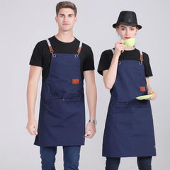 Polyester Apron Unisex Adjustable Cooking Apron Solid Chef White