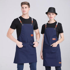 Polyester Apron Unisex Adjustable Cooking Apron Solid Chef White