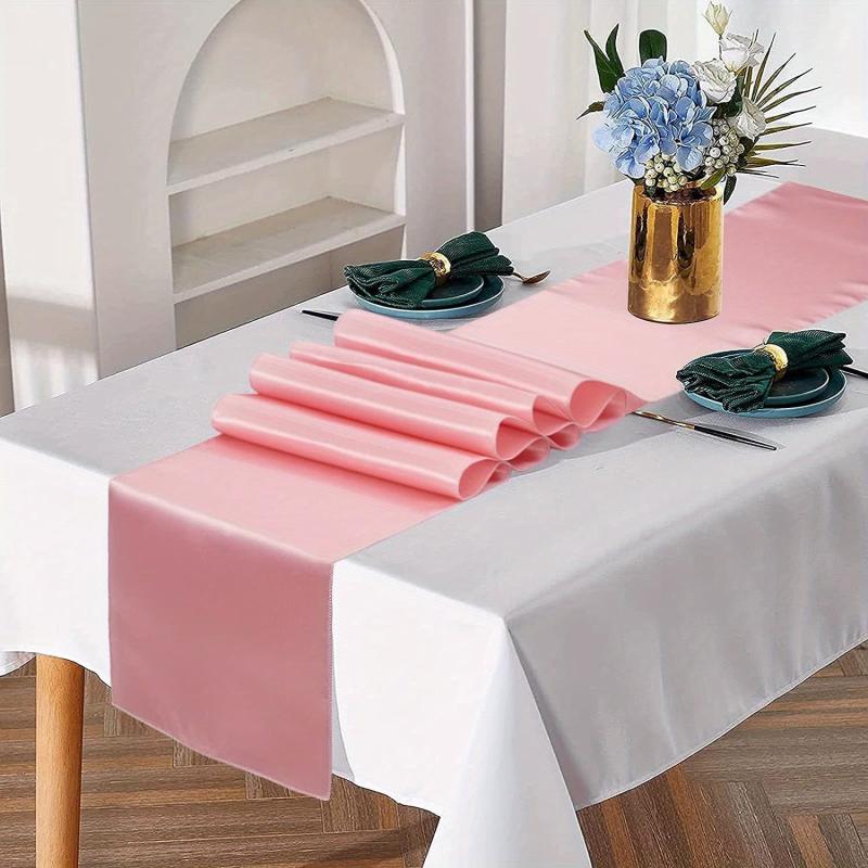 1pc Satin Table Runner Halloween Decor Wedding Reception Banquet Bright Silk Fab