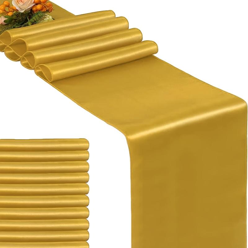 1pc Satin Table Runner Halloween Decor Wedding Reception Banquet Bright Silk Fab
