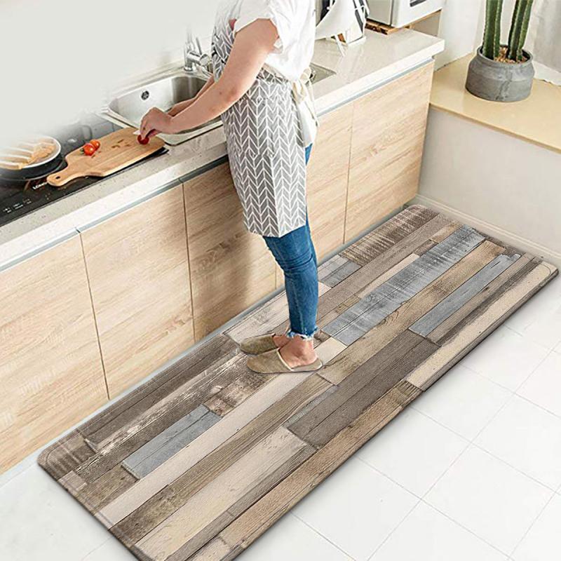 Vintage Wood Grain Area Rug Laundry Bathroom Floor Mat Non-slip Water Absorbent