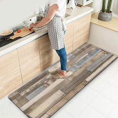 Vintage Wood Grain Area Rug Laundry Bathroom Floor Mat Non-slip Water Absorbent