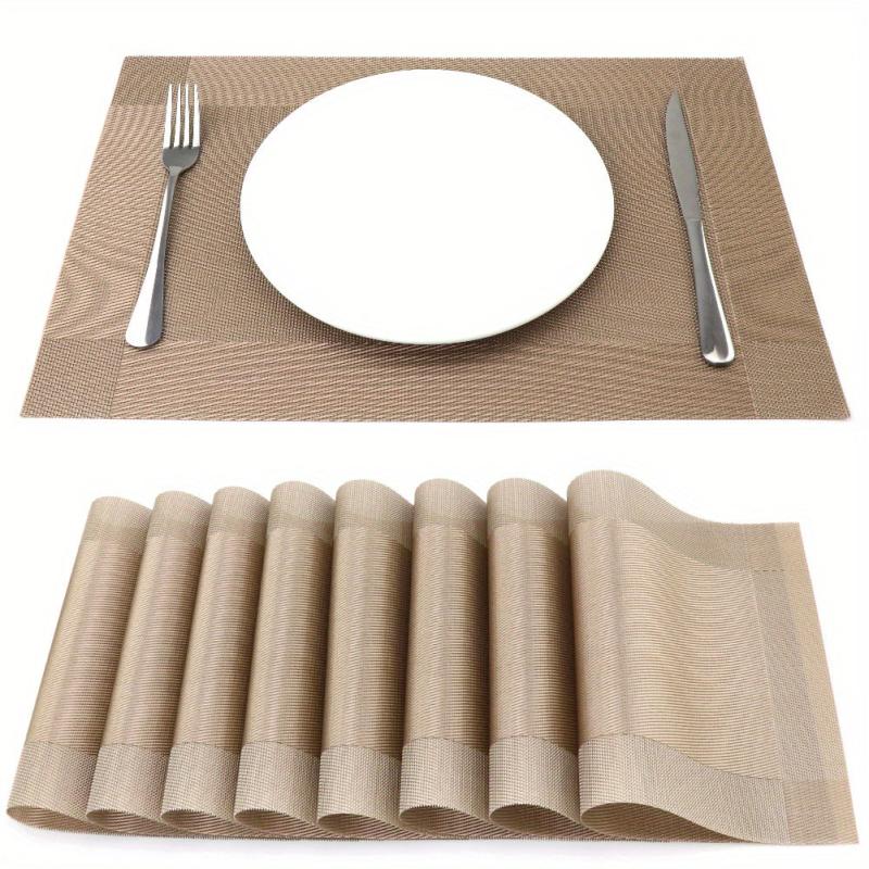 8pcs Insulated Plastic Square Placemats Waterproof Non Slip for Home Hotel