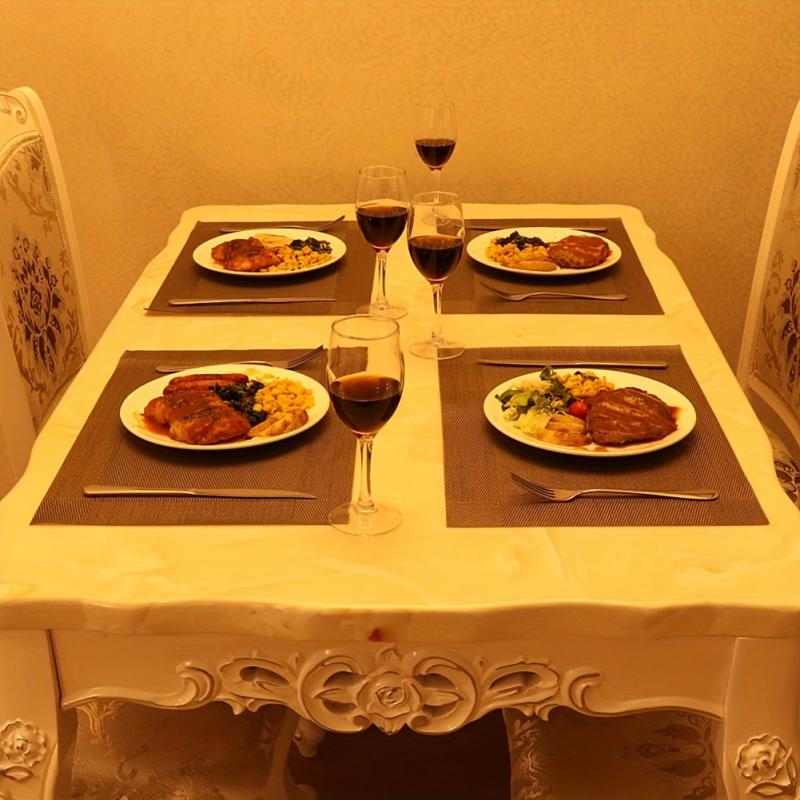 8pcs Insulated Plastic Square Placemats Waterproof Non Slip for Home Hotel