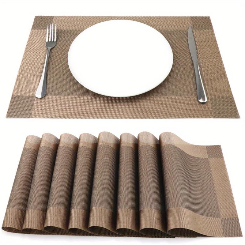 8pcs Insulated Plastic Square Placemats Waterproof Non Slip for Home Hotel