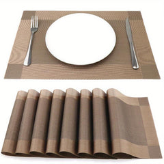 8pcs Insulated Plastic Square Placemats Waterproof Non Slip for Home Hotel