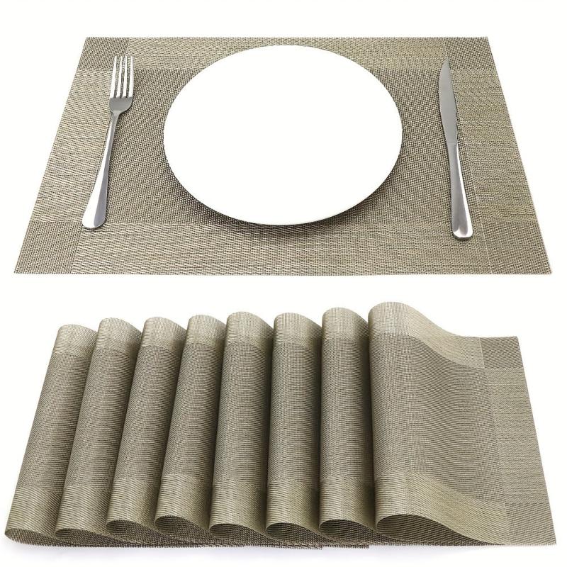 8pcs Insulated Plastic Square Placemats Waterproof Non Slip for Home Hotel