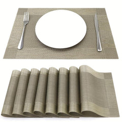 8pcs Insulated Plastic Square Placemats Waterproof Non Slip for Home Hotel