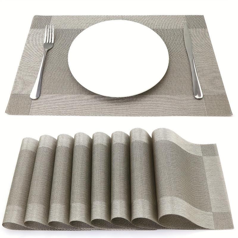 8pcs Insulated Plastic Square Placemats Waterproof Non Slip for Home Hotel