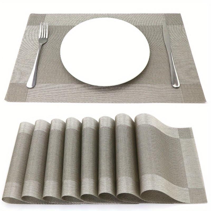 8pcs Insulated Plastic Square Placemats Waterproof Non Slip for Home Hotel