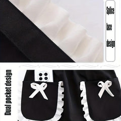Polyester Apron Printed Cotton Japanese Maid Costume Strap Waist Kitchen