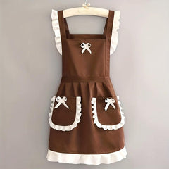 Polyester Apron Printed Cotton Japanese Maid Costume Strap Waist Kitchen