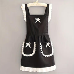 Polyester Apron Printed Cotton Japanese Maid Costume Strap Waist Kitchen