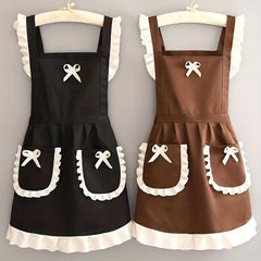 Polyester Apron Printed Cotton Japanese Maid Costume Strap Waist Kitchen