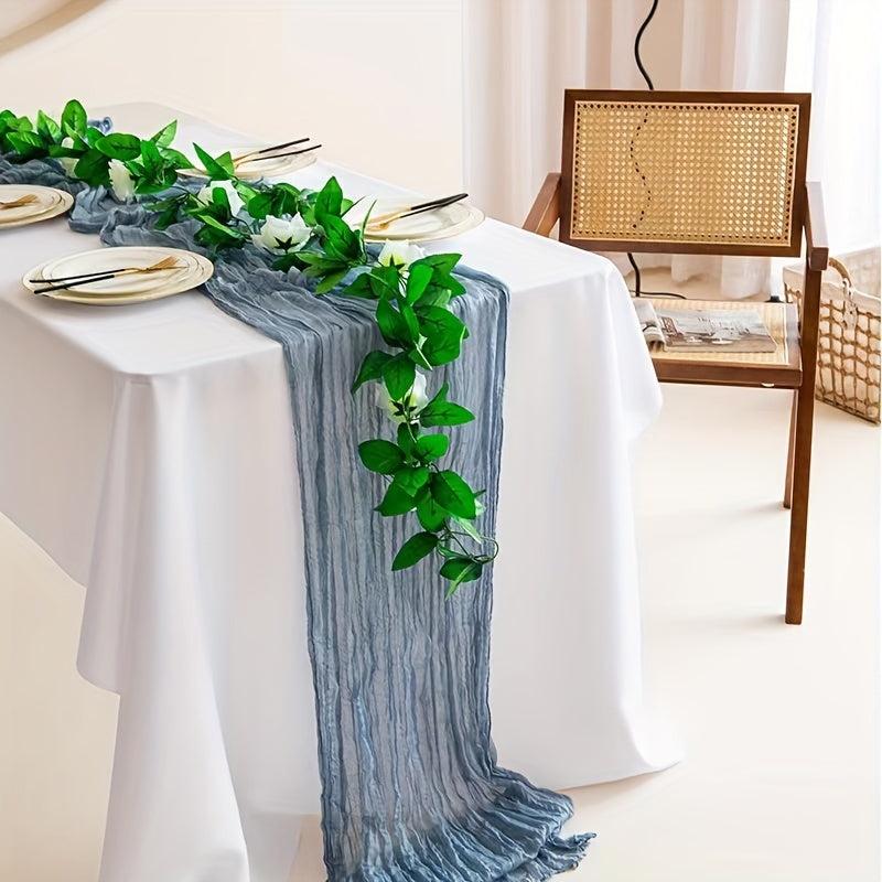 Polyester Table Runner Balinese Pleated Style Solid Table Cover