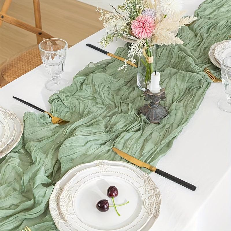 Polyester Table Runner Balinese Pleated Style Solid Table Cover