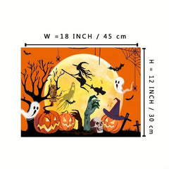 4pcs Halloween Placemats Set Rustic Orange Halloween Place Mats