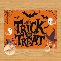 4pcs Halloween Placemats Set Rustic Orange Halloween Place Mats