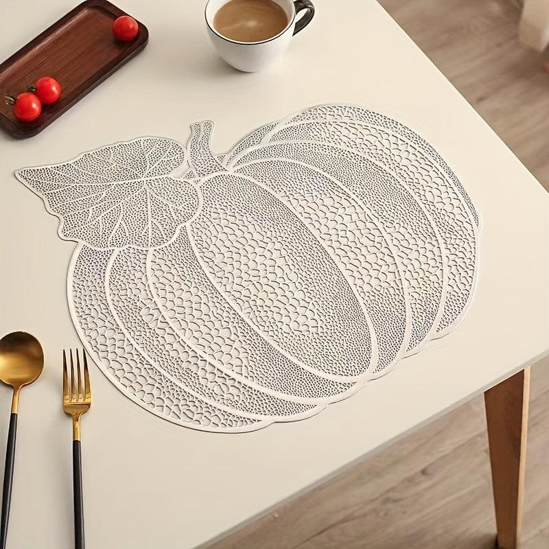 6pcs Round Placemats Pumpkin Pattern Heat Resistant Halloween Theme Mats