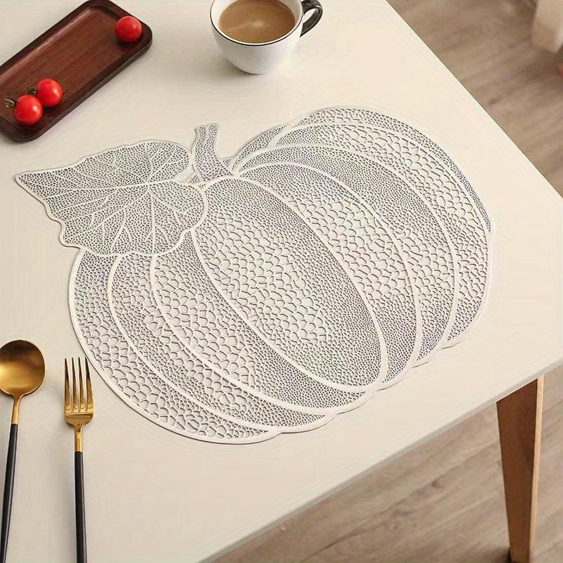 6pcs Round Placemats Pumpkin Pattern Heat Resistant Halloween Theme Mats