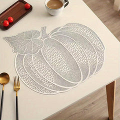 6pcs Round Placemats Pumpkin Pattern Heat Resistant Halloween Theme Mats