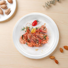 50pcs Sugarcane Round Plates for Family Dinners and Parties