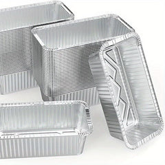 20pcs Square Aluminum Foil Lunch Box Barbecue Insulation Tinfoil Carton