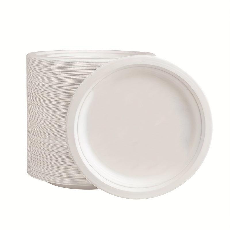 100pcs Sugarcane Bagasse Plates - Eco Friendly Biodegradable Paper Plates