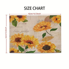 Bohemian Linen Placemat Sunflower Pattern Table Mat Set for Kitchen Restaurant