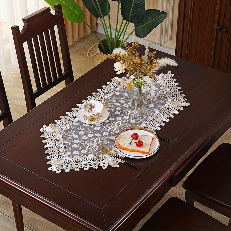 Floral Textured Table Runner European Embroidered Table Cloth