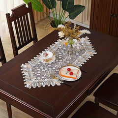Floral Textured Table Runner European Embroidered Table Cloth