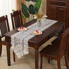 Floral Textured Table Runner European Embroidered Table Cloth