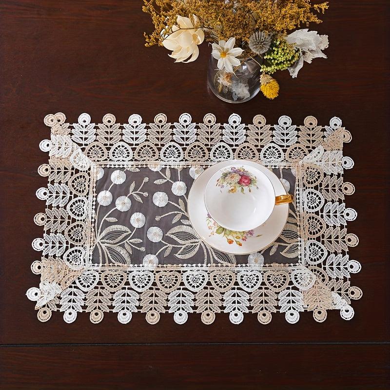 Floral Textured Table Runner European Embroidered Table Cloth