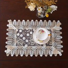 Floral Textured Table Runner European Embroidered Table Cloth