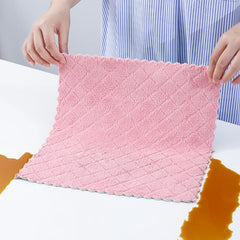 10pcs Absorbent Rag Scouring Pad Dish Cloths Coral Fleece Dish Cloth Style Towel