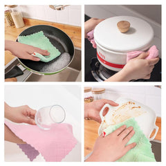 10pcs Absorbent Rag Scouring Pad Dish Cloths Coral Fleece Dish Cloth Style Towel