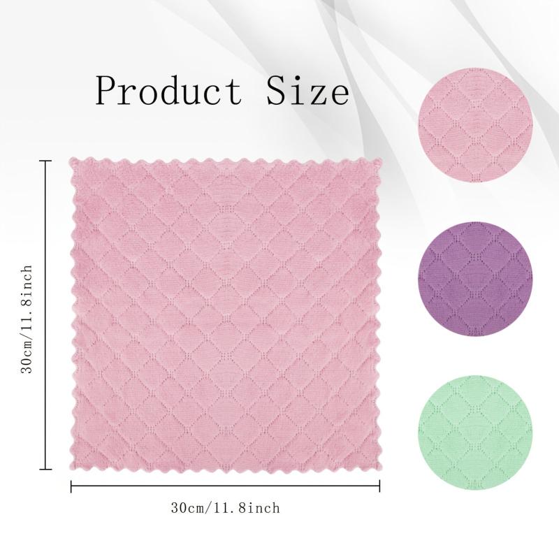 10pcs Absorbent Rag Scouring Pad Dish Cloths Coral Fleece Dish Cloth Style Towel