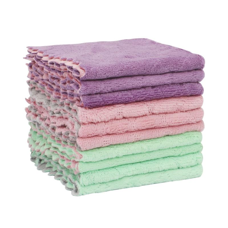 10pcs Absorbent Rag Scouring Pad Dish Cloths Coral Fleece Dish Cloth Style Towel