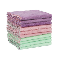 10pcs Absorbent Rag Scouring Pad Dish Cloths Coral Fleece Dish Cloth Style Towel