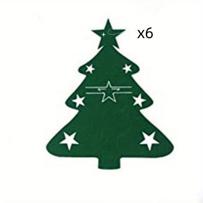 6pcs Christmas Cutlery Bag Nylon Stand Tree Centerpiece Table Ornament