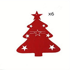 6pcs Christmas Cutlery Bag Nylon Stand Tree Centerpiece Table Ornament