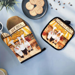 2pcs Colorful Cotton Oven Mitts Heat Resistant Microwave Baking Gloves